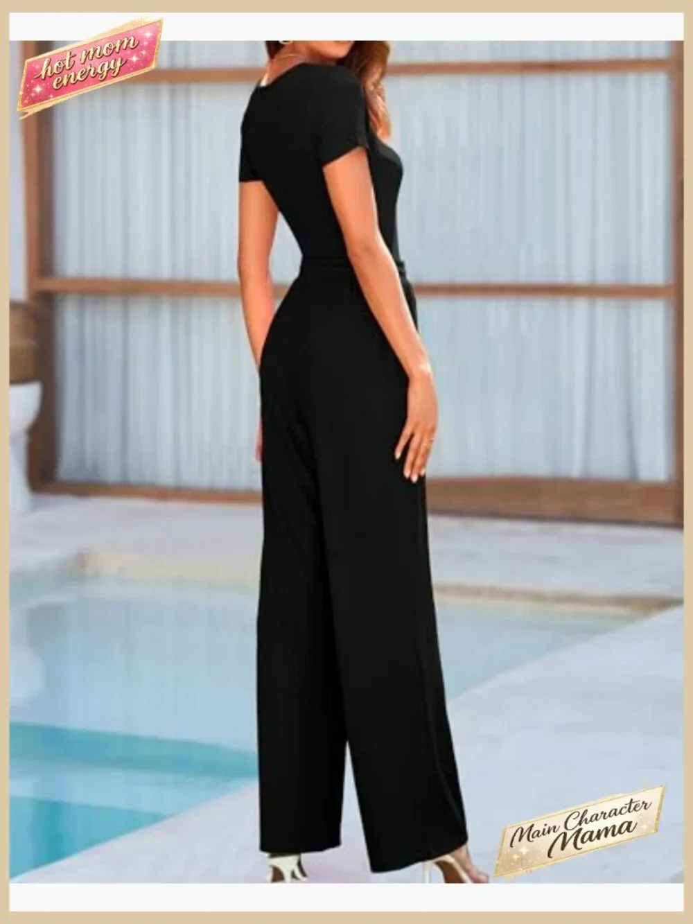 Ribbed Knit Bodysuit Set Slim Fit Lounge Wear Square Neck Short Sleeve - Picture 3 of 7